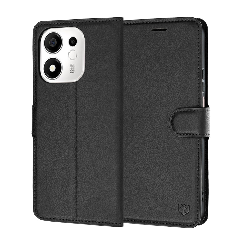 Pouzdro pro Honor 600 Smart, Techsuit, kožené folio, černé
