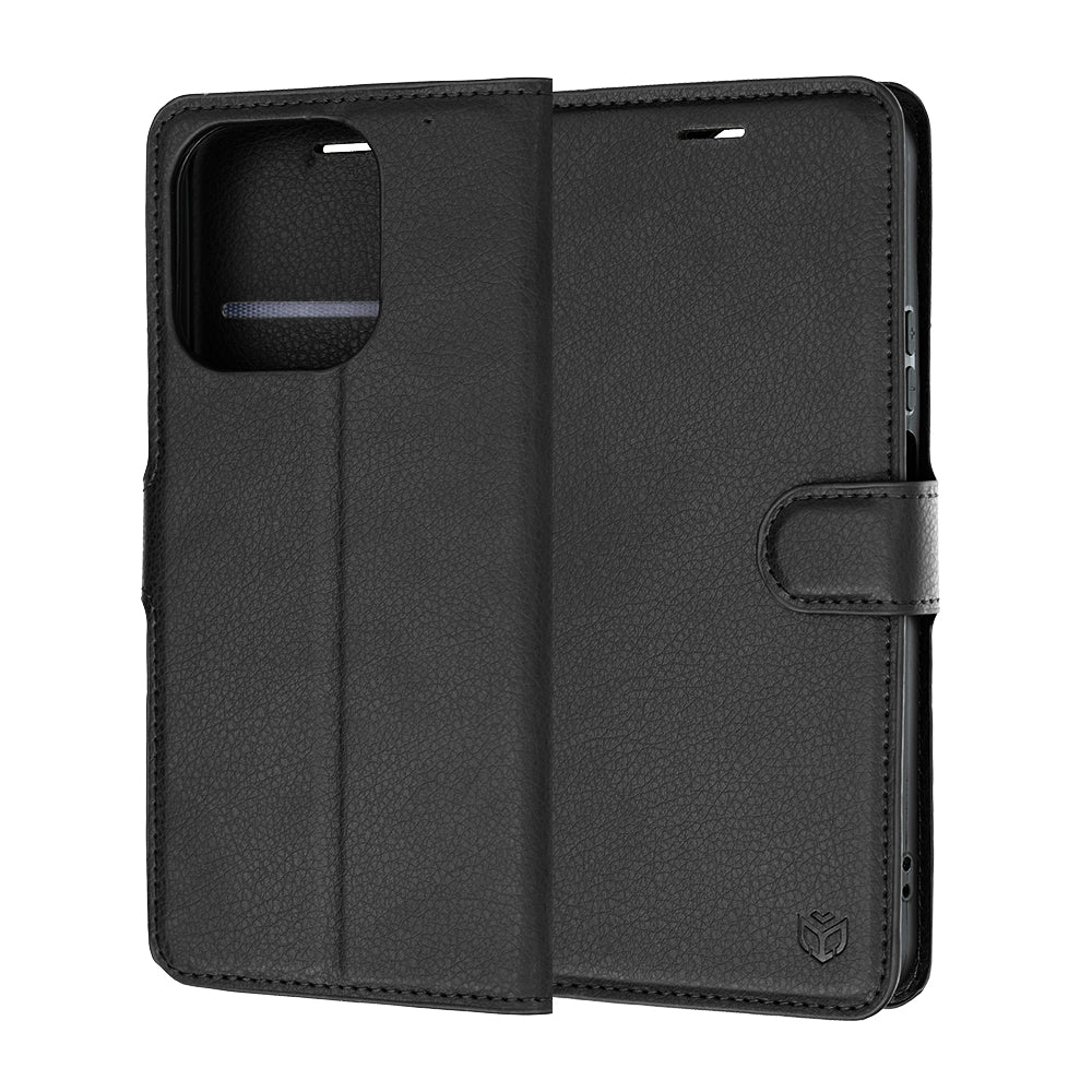 Pouzdro pro Honor 600 Smart, Techsuit, kožené folio, černé