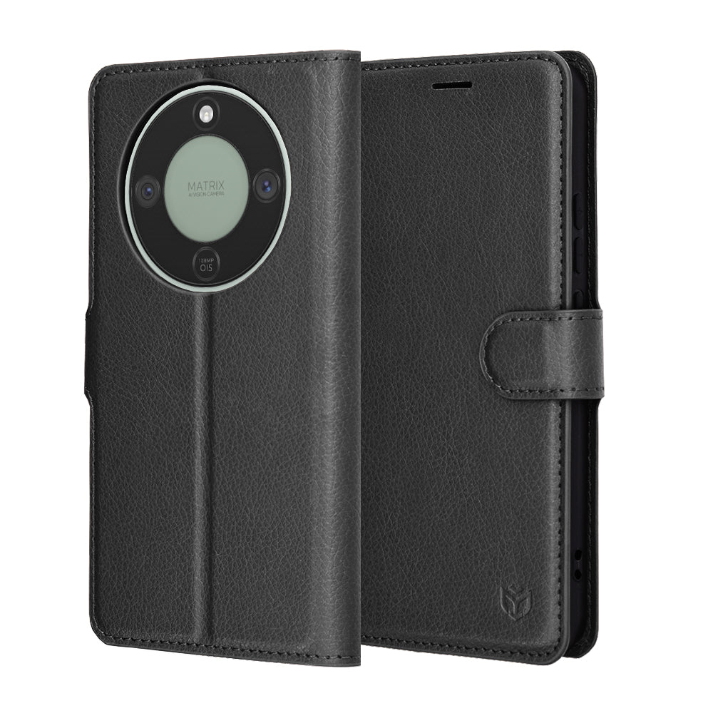 Pouzdro pro Honor Magic8 Lite, Techsuit, Leather Folio, Černá
