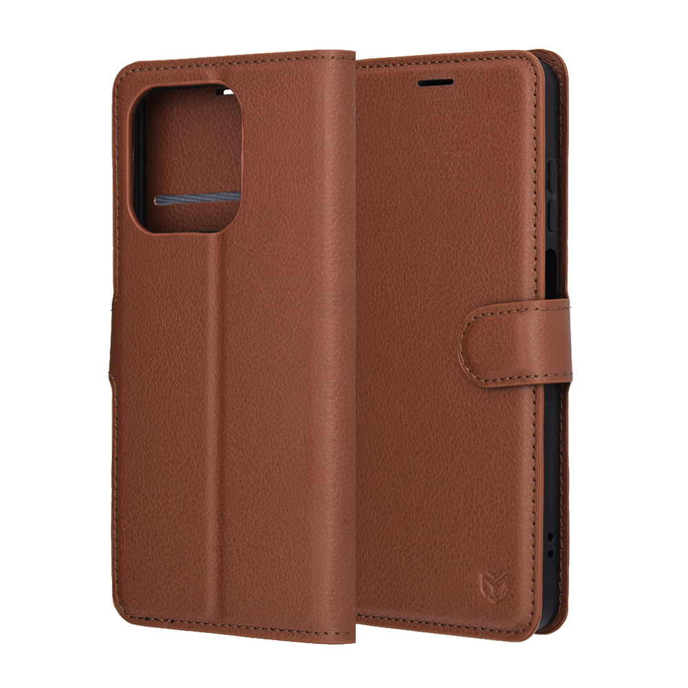Pouzdro pro Honor X5c Plus, Techsuit, Leather Folio, Hnědá