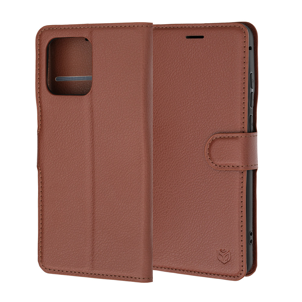 Pouzdro pro Motorola Edge 70 Fusion, Techsuit, kožené folio, hnědé