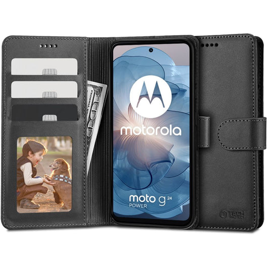 Pouzdro pro Motorola Moto G24 Power / G04 / G24 / E14, Tech-Protect, peněženka, černé