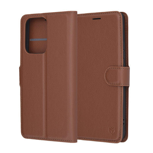Pouzdro pro Oppo Reno13 FS 5G / Reno13 F 4G / Reno13 F, Techsuit, kožené folio, hnědé
