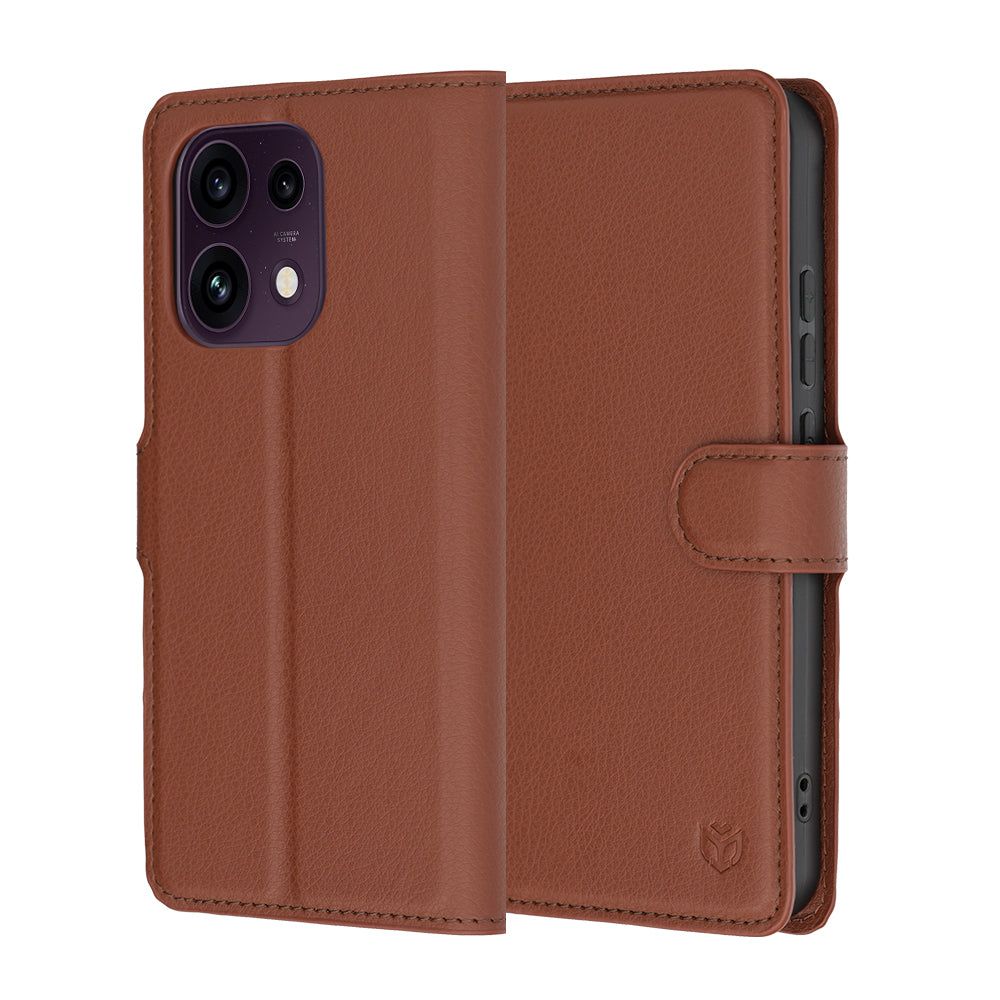 Pouzdro pro Oppo Reno16 F / Reno16 FS, Techsuit, kožené folio, hnědé