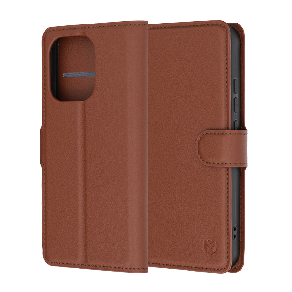 Pouzdro pro Oppo Reno16 F / Reno16 FS, Techsuit, kožené folio, hnědé