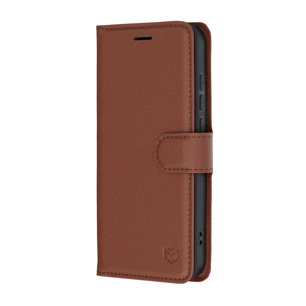 Pouzdro pro Oppo Reno16 Pro, Techsuit, kožené folio, hnědé