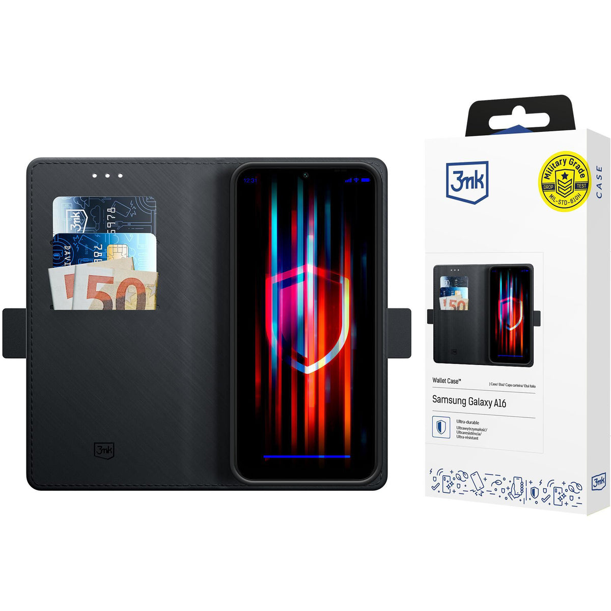 Pouzdro pro Samsung Galaxy A16 5G A166 / A16 4G A165, 3MK, Wallet, Černé