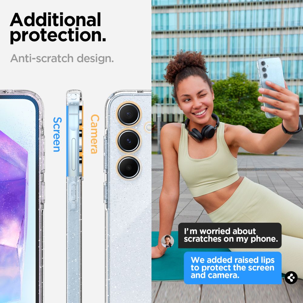 Pouzdro pro Samsung Galaxy A55 5G A556, Spigen, Liquid Crystal Glitter, průhledné ACS07538