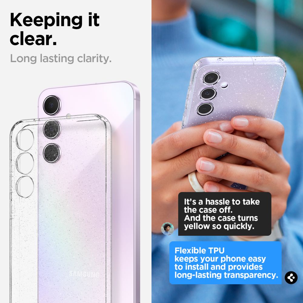 Pouzdro pro Samsung Galaxy A55 5G A556, Spigen, Liquid Crystal Glitter, průhledné ACS07538
