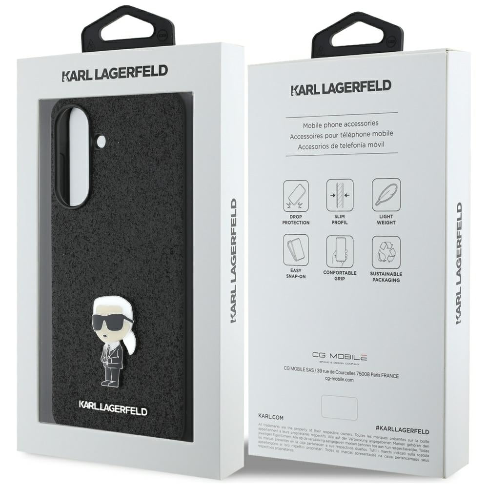Pouzdro pro Samsung Galaxy A36 A366, Karl Lagerfeld, Glitter Fixed Ikonik Karl, Černá