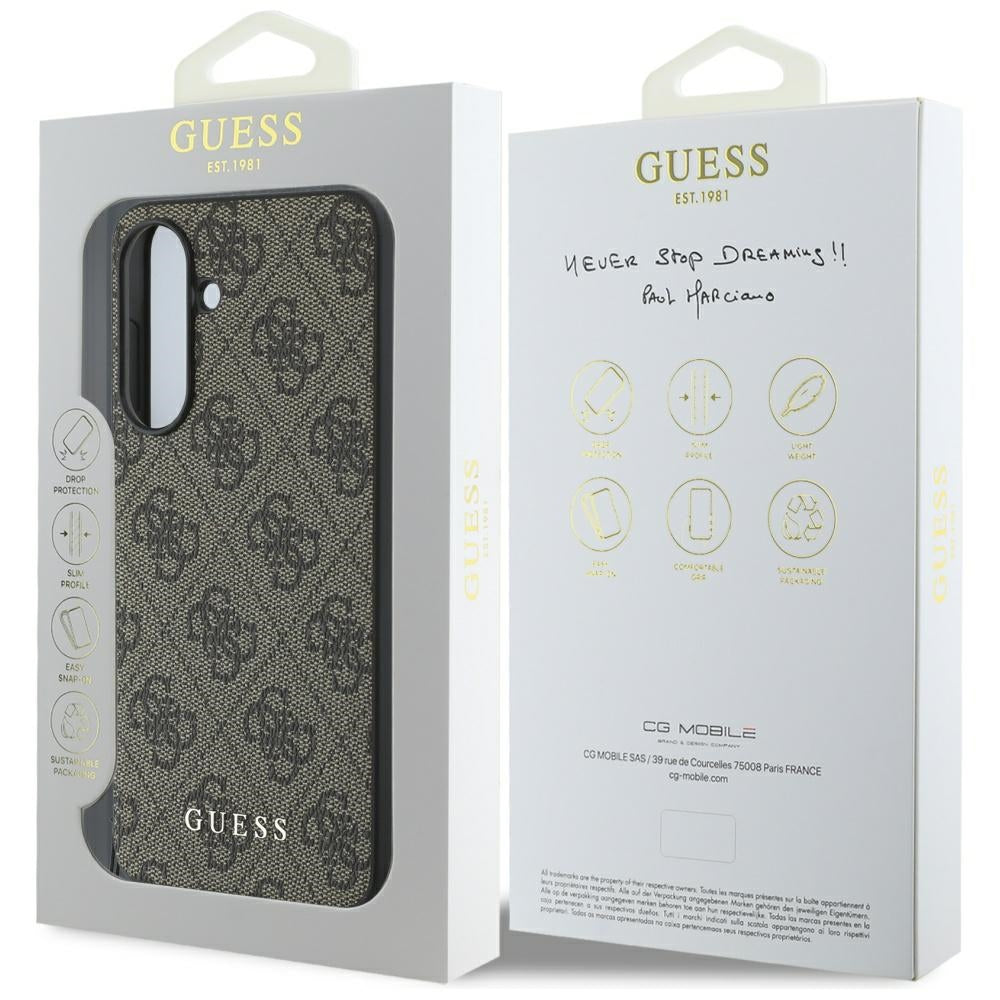 Pouzdro pro Samsung Galaxy A56 A566, Guess, 4G Charm, hnědá