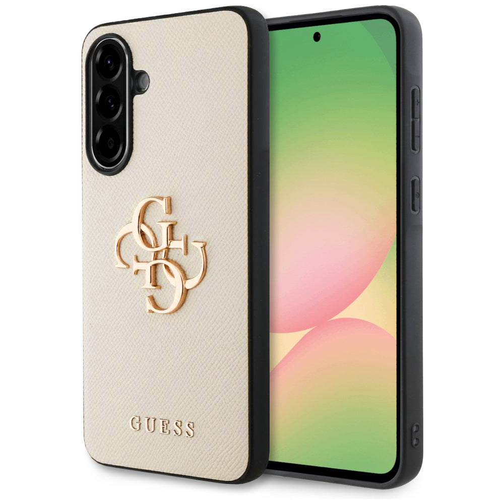 Pouzdro pro Samsung Galaxy A56 A566, Guess, 4G Grained Big and Classic Logo, béžová