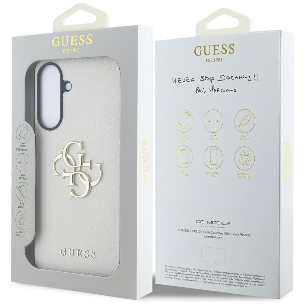 Pouzdro pro Samsung Galaxy A56 A566, Guess, 4G Grained Big and Classic Logo, béžová