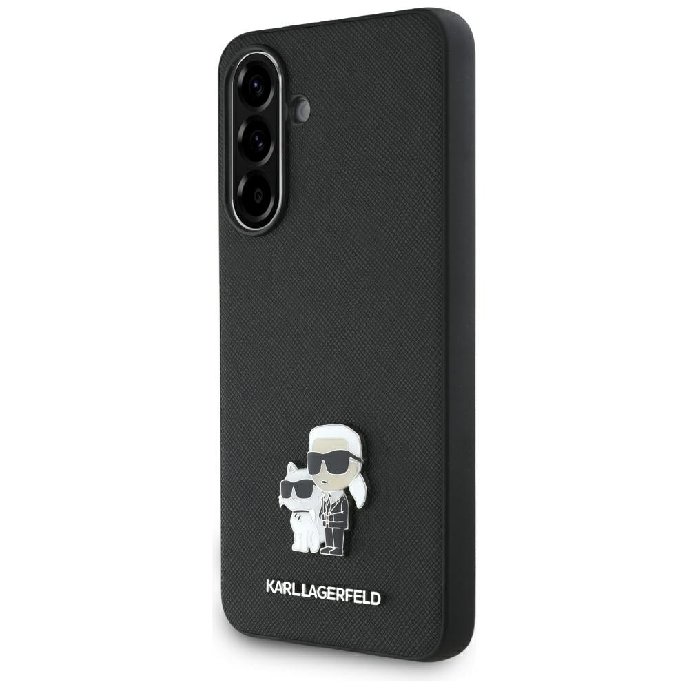 Pouzdro pro Samsung Galaxy A56 A566, Karl Lagerfeld, Saffiano Karl & Choupette Metal, černé.