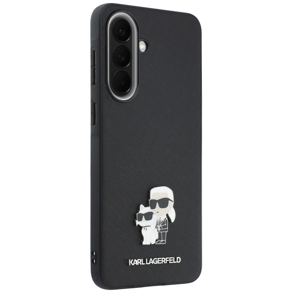 Pouzdro pro Samsung Galaxy A57 5G, Karl Lagerfeld, Saffiano Karl & Choupette Metal, černé