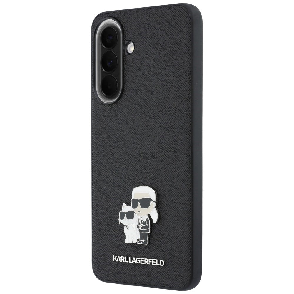 Pouzdro pro Samsung Galaxy A57 5G, Karl Lagerfeld, Saffiano Karl & Choupette Metal, černé