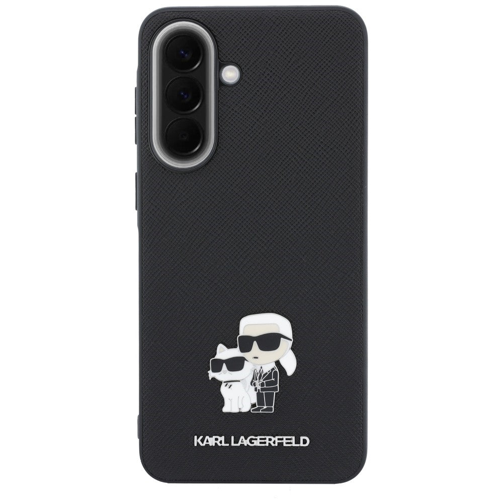 Pouzdro pro Samsung Galaxy A57 5G, Karl Lagerfeld, Saffiano Karl & Choupette Metal, černé