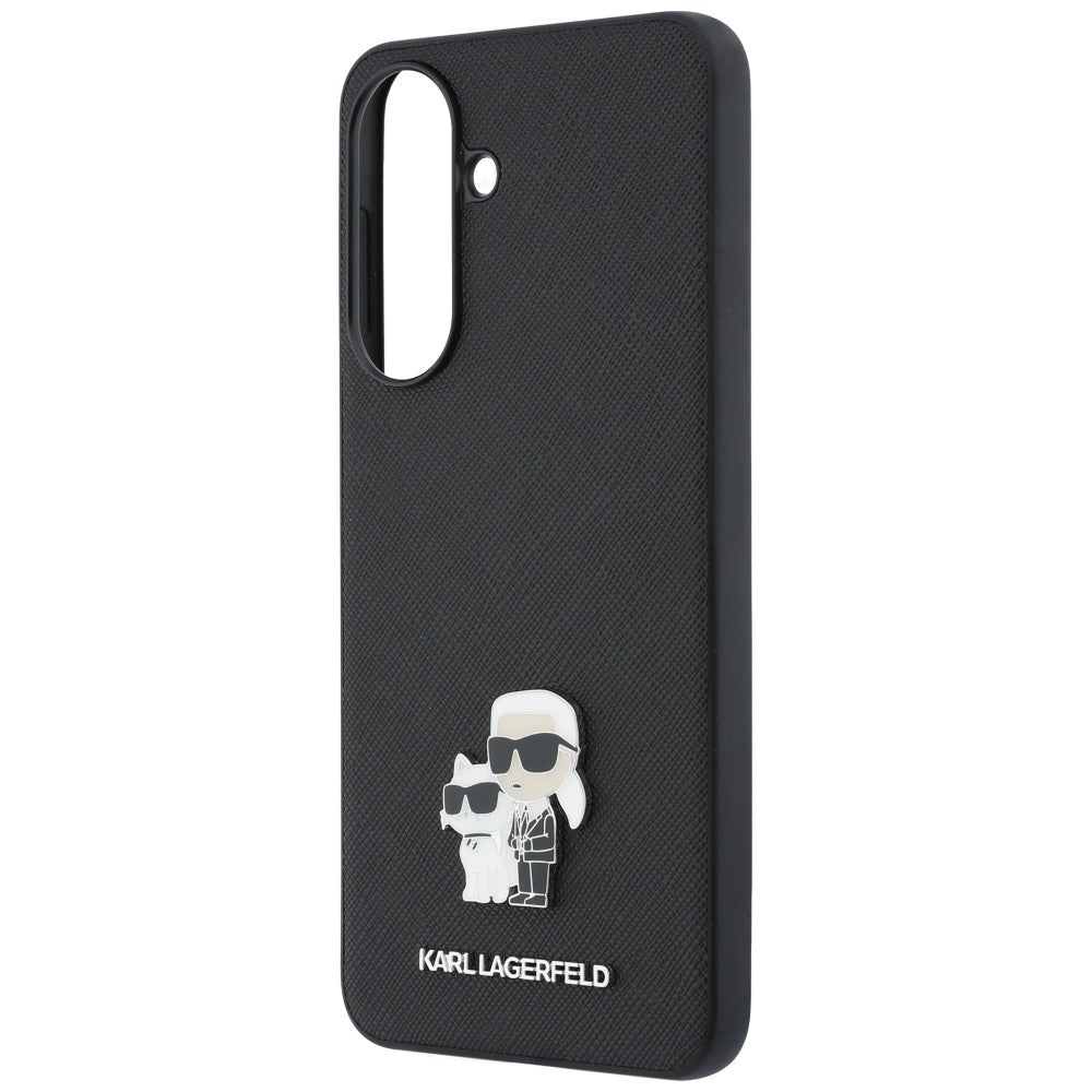 Pouzdro pro Samsung Galaxy A57 5G, Karl Lagerfeld, Saffiano Karl & Choupette Metal, černé