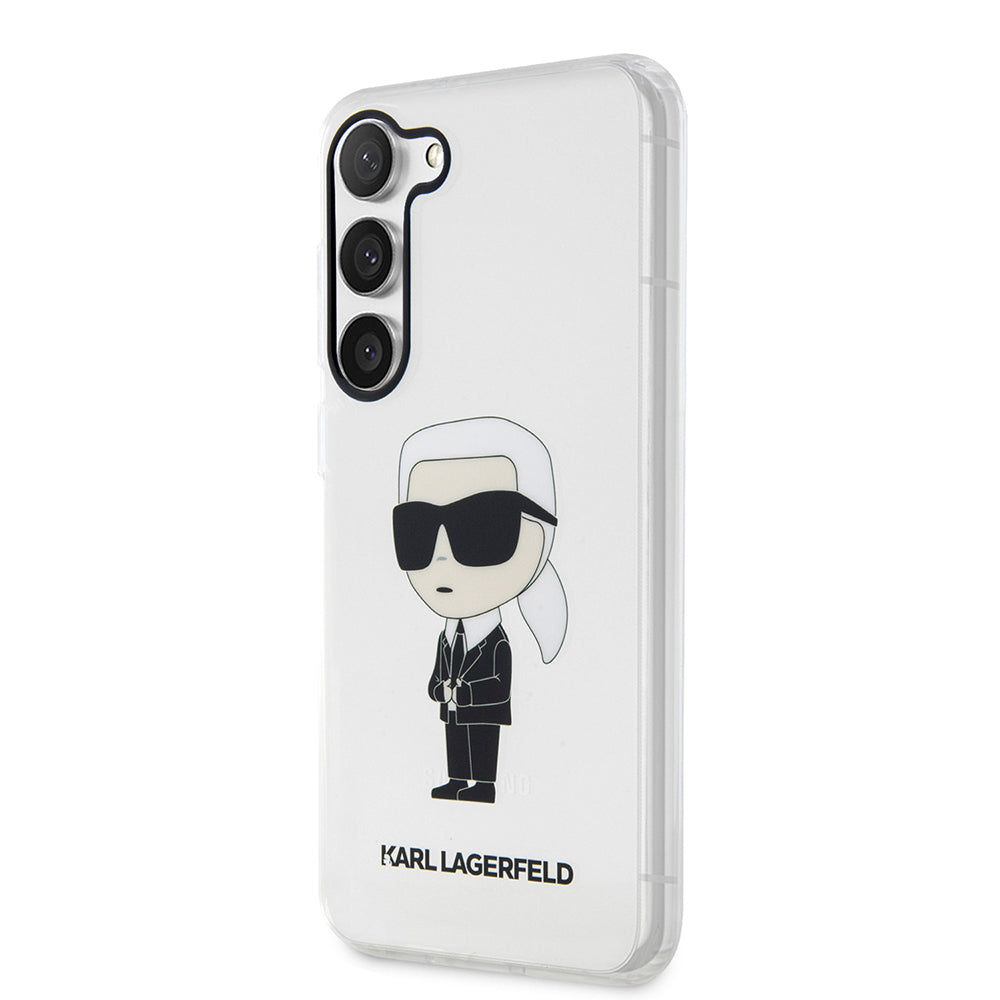 Pouzdro pro Samsung Galaxy S23+ S916, Karl Lagerfeld, Ikonik Karl, Průhledné