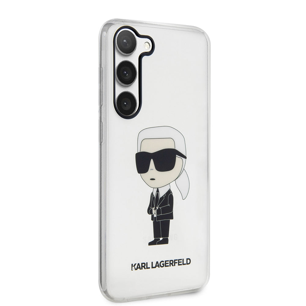 Pouzdro pro Samsung Galaxy S23+ S916, Karl Lagerfeld, Ikonik Karl, Průhledné
