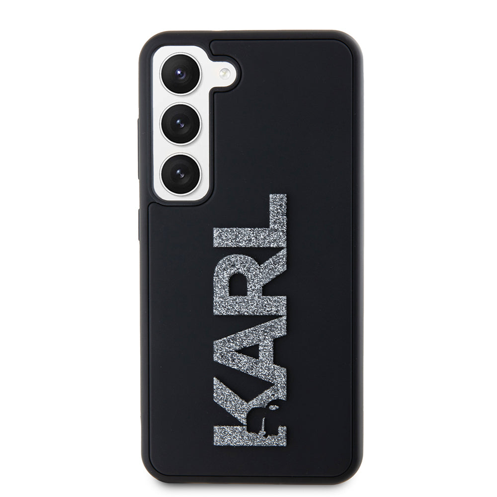 Pouzdro pro Samsung Galaxy S23 S911, Karl Lagerfeld, 3D Rubber Glitter Logo, Černá