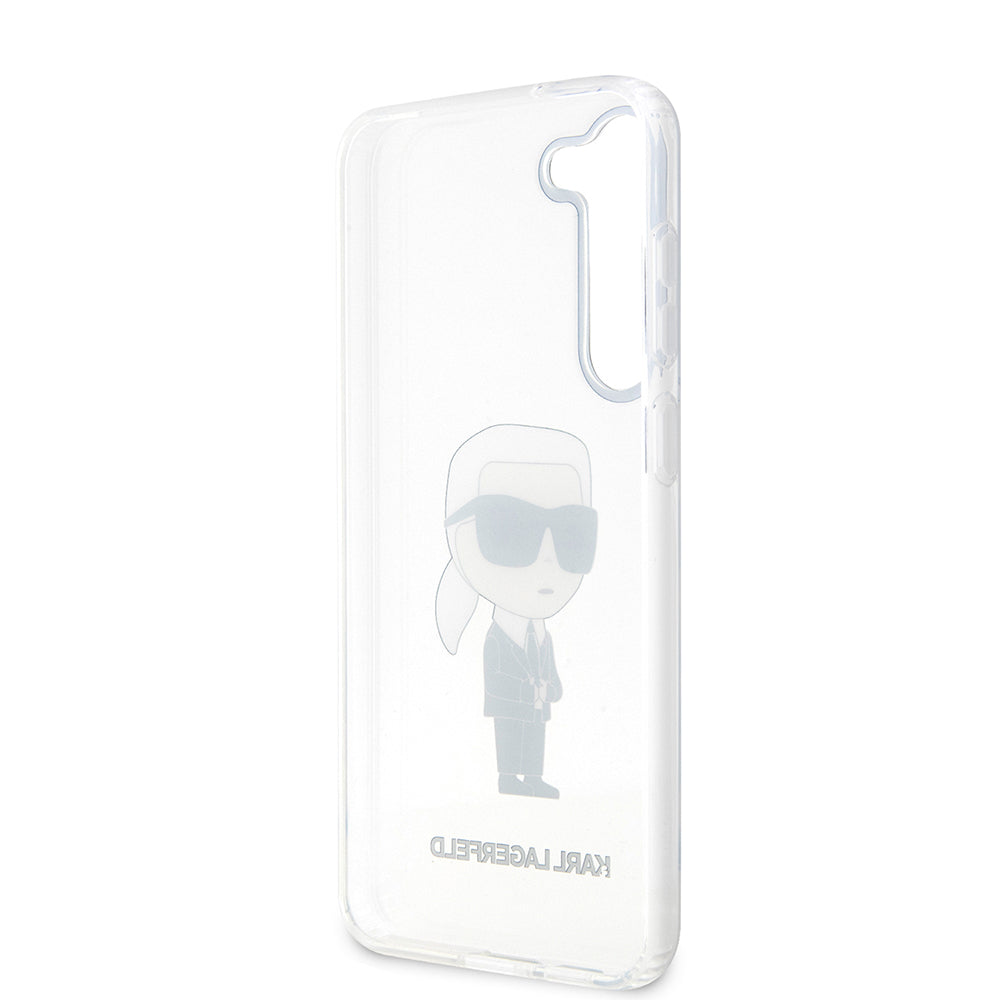 Pouzdro pro Samsung Galaxy S23 S911, Karl Lagerfeld, Ikonik Karl, Průhledné