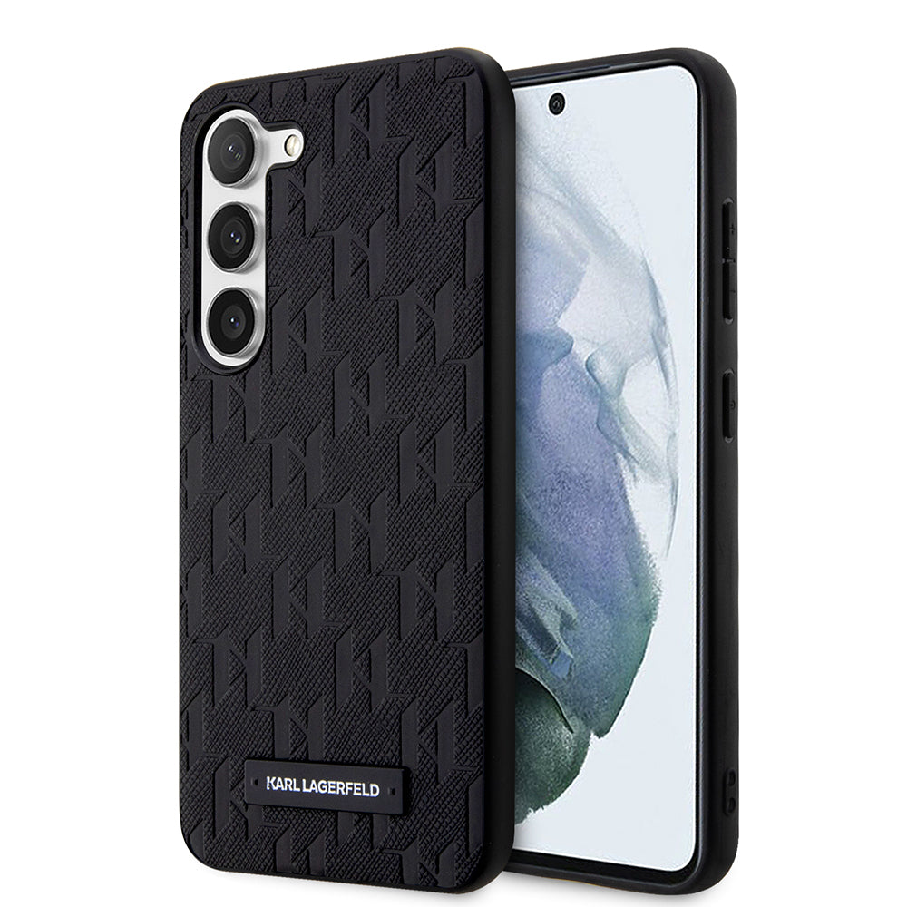 Pouzdro pro Samsung Galaxy S23 S911, Karl Lagerfeld, Saffiano Monogram Metal Logo, Černá