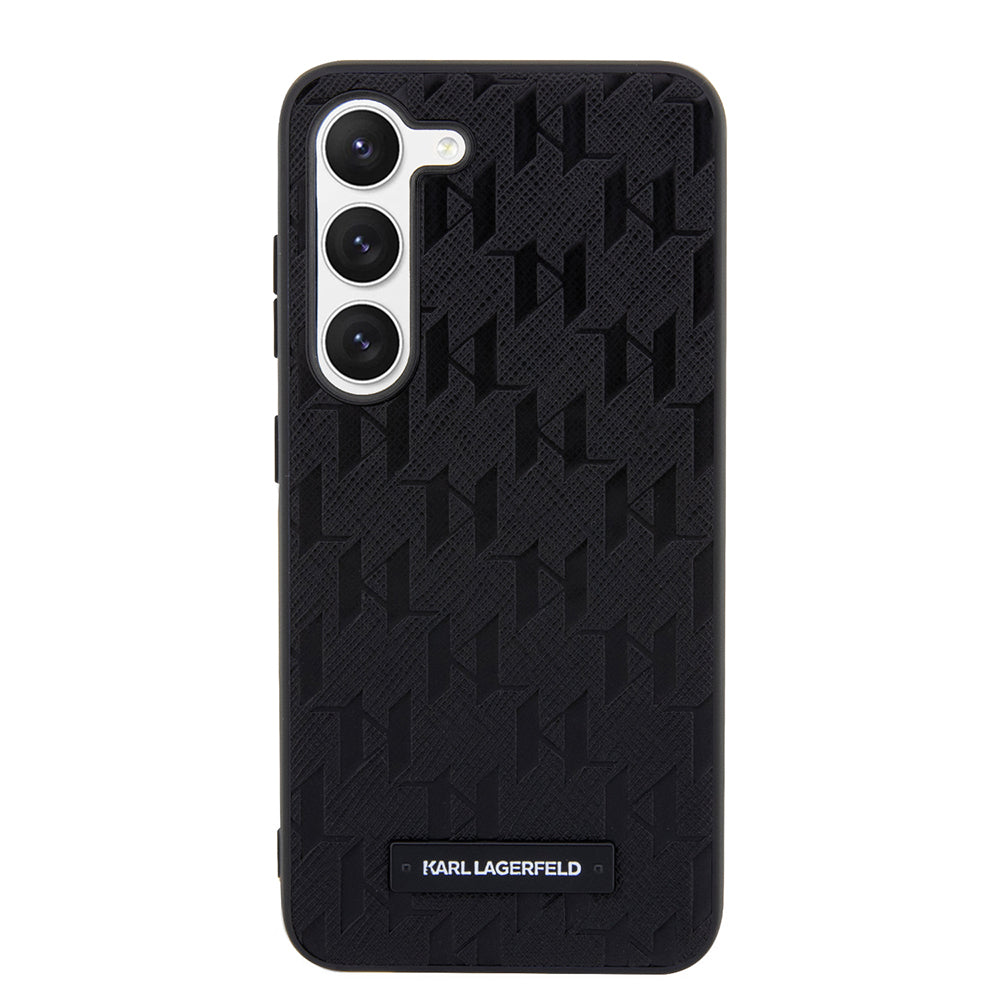 Pouzdro pro Samsung Galaxy S23 S911, Karl Lagerfeld, Saffiano Monogram Metal Logo, Černá