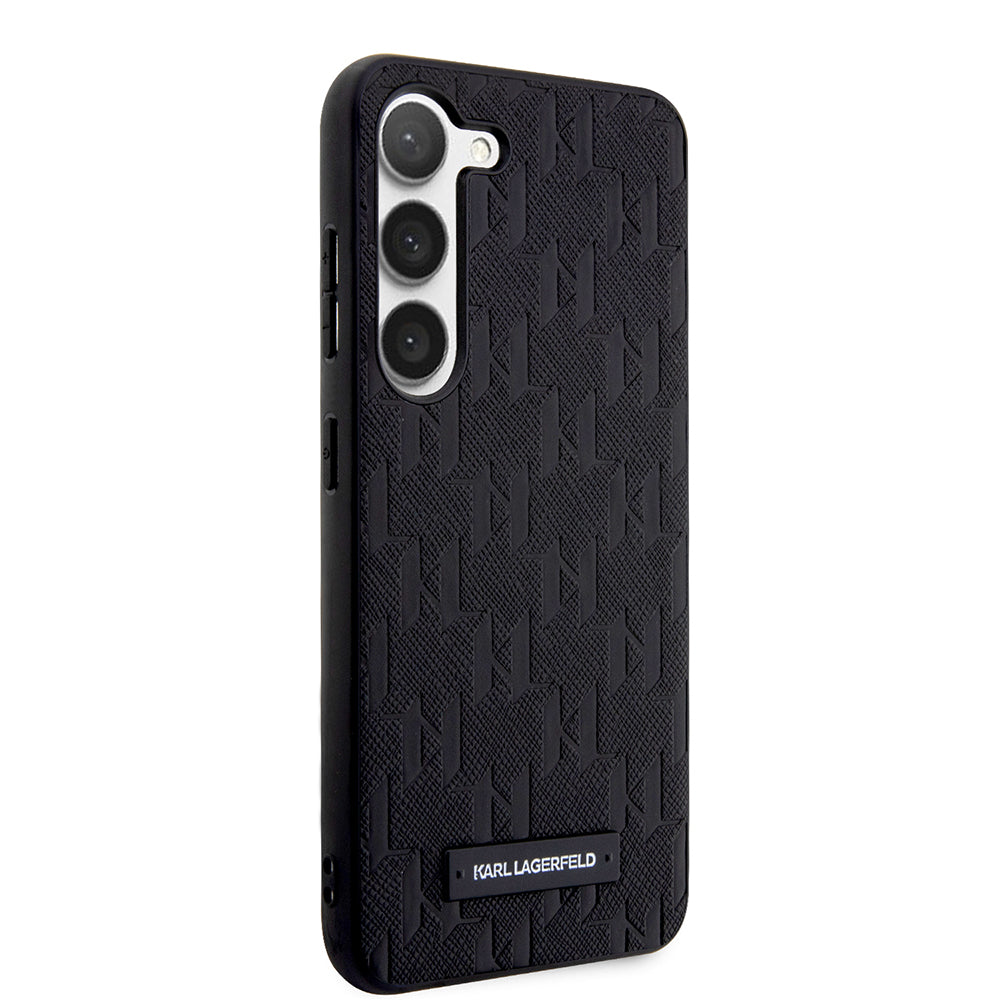 Pouzdro pro Samsung Galaxy S23 S911, Karl Lagerfeld, Saffiano Monogram Metal Logo, Černá