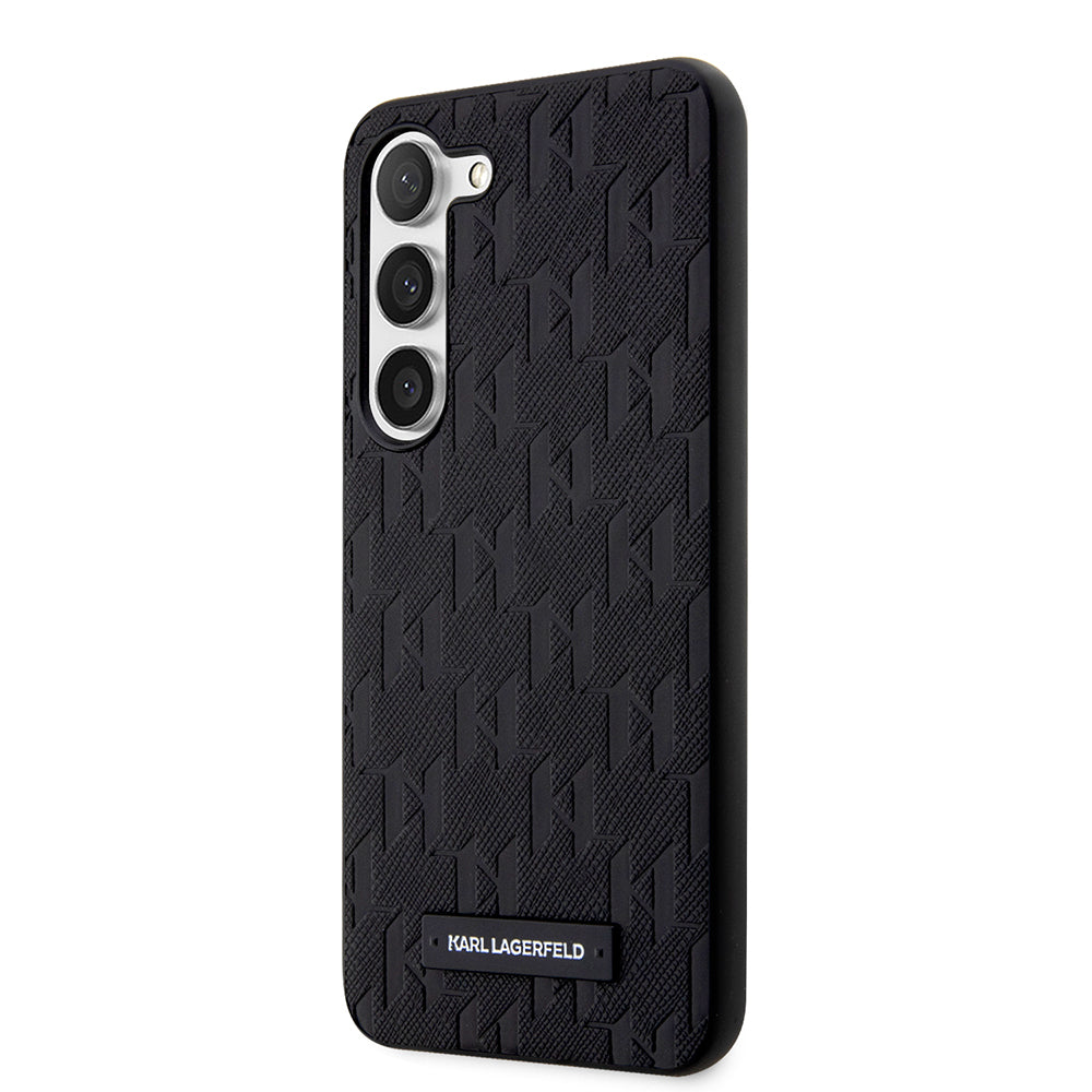 Pouzdro pro Samsung Galaxy S23 S911, Karl Lagerfeld, Saffiano Monogram Metal Logo, Černá