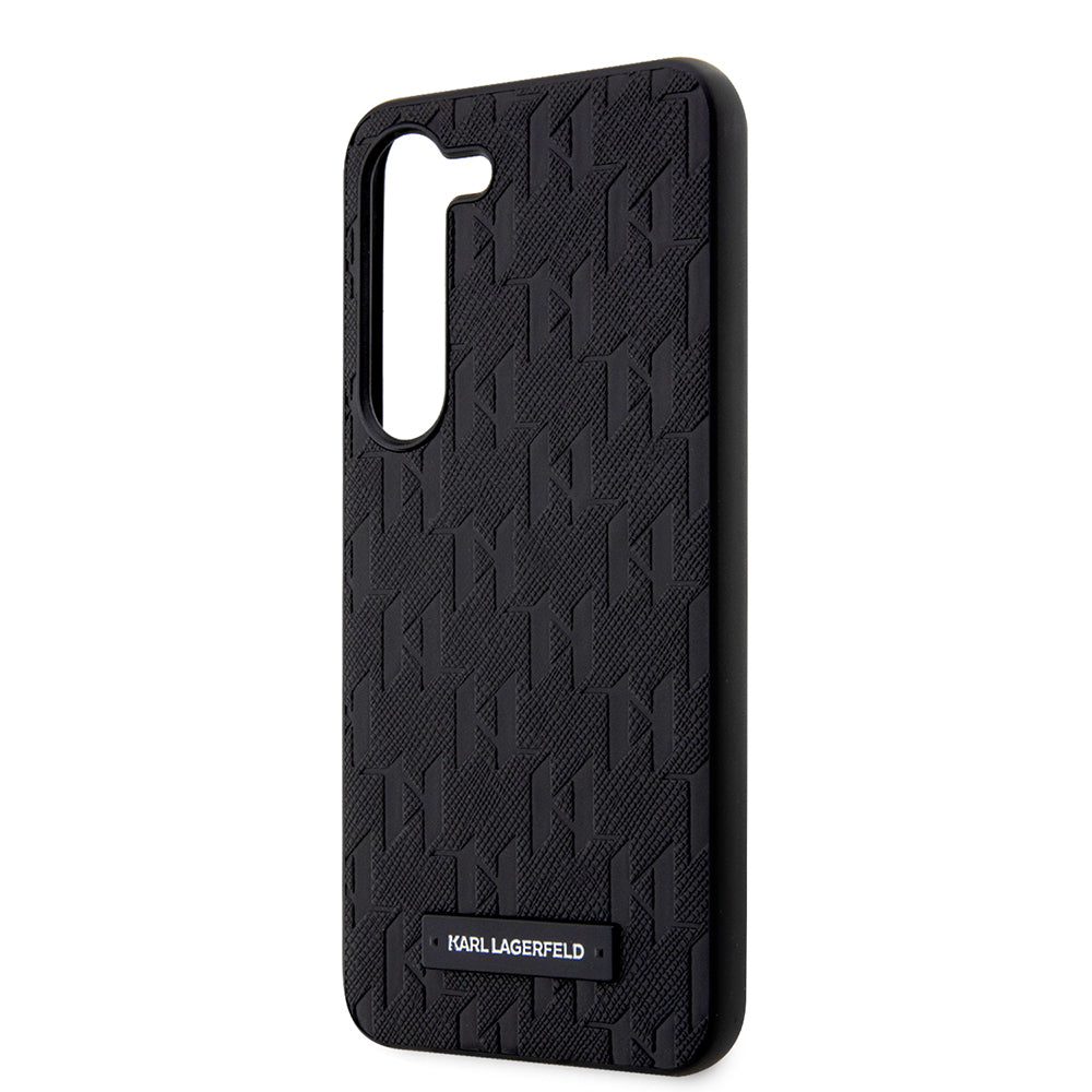 Pouzdro pro Samsung Galaxy S23 S911, Karl Lagerfeld, Saffiano Monogram Metal Logo, Černá
