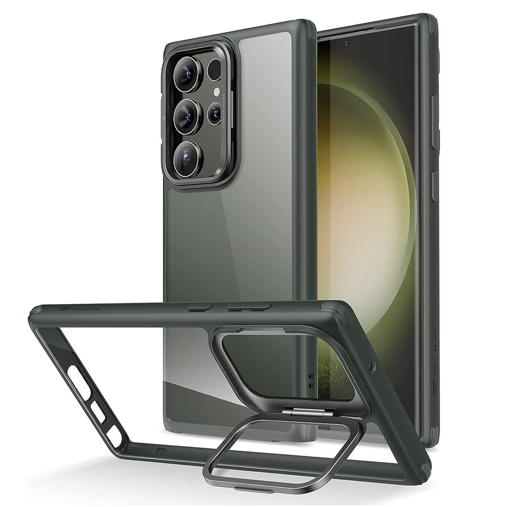 Pouzdro pro Samsung Galaxy S23 Ultra S918, ESR, Classic Kickstand, Průhledná Zelená