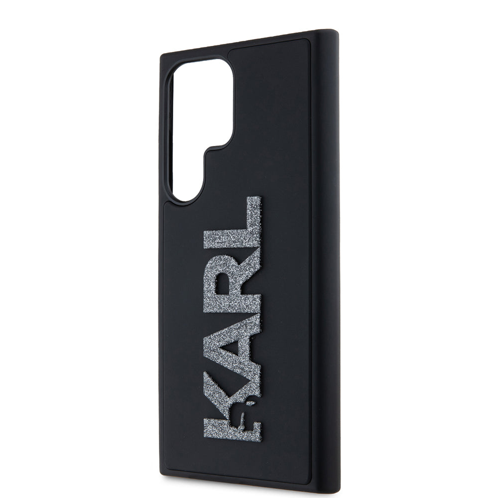 Pouzdro pro Samsung Galaxy S23 Ultra S918, Karl Lagerfeld, 3D Rubber Glitter Logo, Černá