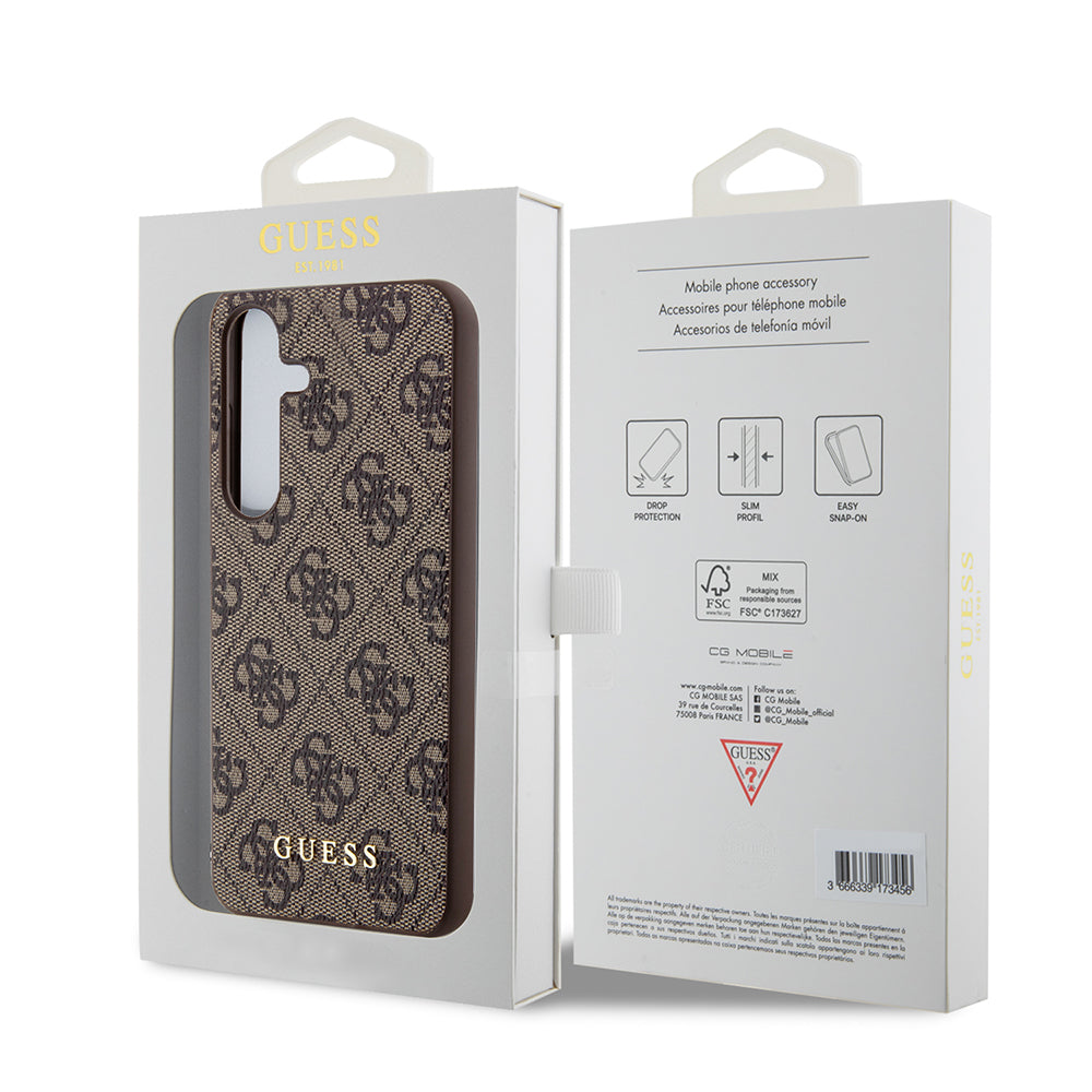 Pouzdro pro Samsung Galaxy S24+ S926, Guess, 4G Metal Gold Logo, Hnědá