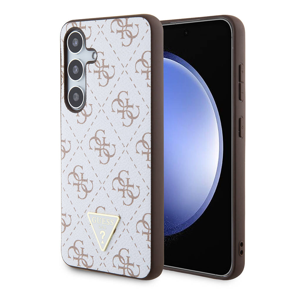 Pouzdro pro Samsung Galaxy S24+ S926, Guess, 4G Triangle Logo, Bílá