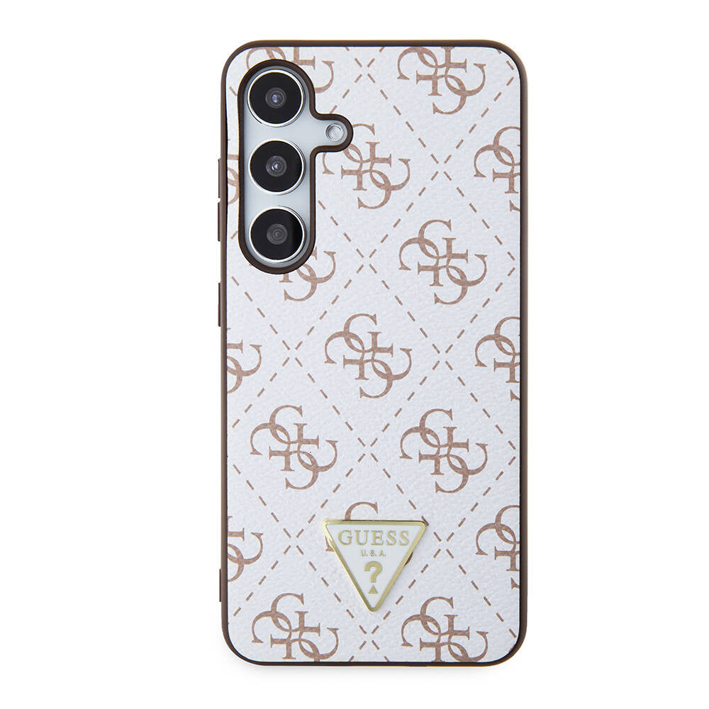 Pouzdro pro Samsung Galaxy S24+ S926, Guess, 4G Triangle Logo, Bílá