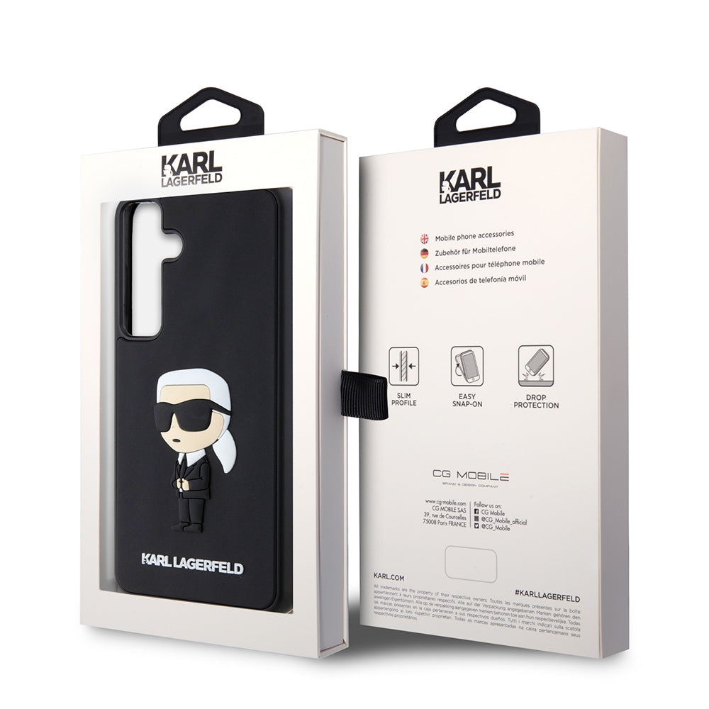 Pouzdro pro Samsung Galaxy S24+ S926, Karl Lagerfeld, 3D Rubber Ikonik Karl, Černá