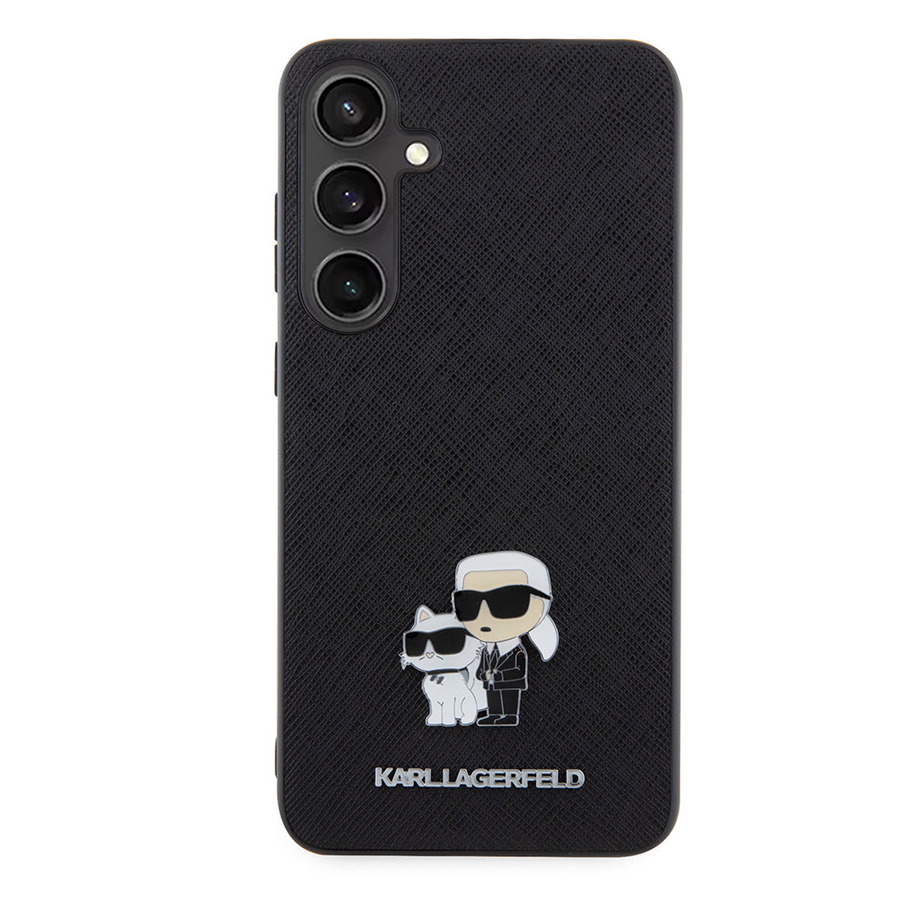 Pouzdro pro Samsung Galaxy S24+ S926, Karl Lagerfeld, Saffiano Karl & Choupette Metal, Černá