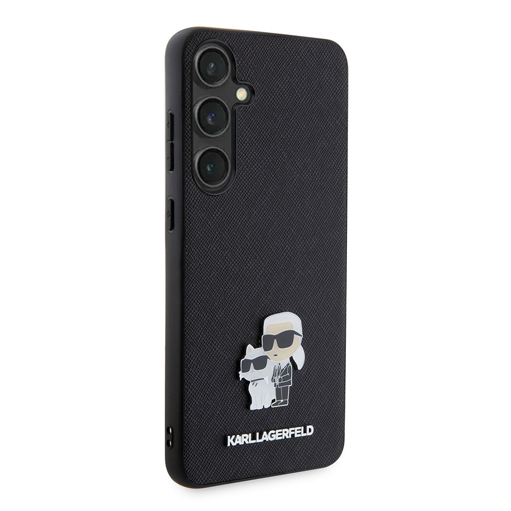 Pouzdro pro Samsung Galaxy S24+ S926, Karl Lagerfeld, Saffiano Karl & Choupette Metal, Černá