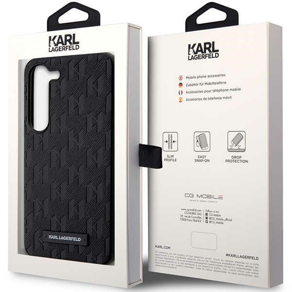Pouzdro pro Samsung Galaxy S24+ S926, Karl Lagerfeld, Saffiano Monogram Metal Logo, Černá
