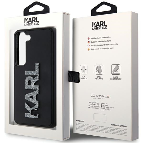 Pouzdro pro Samsung Galaxy S24 S921, Karl Lagerfeld, 3D Rubber Glitter Logo, Černá