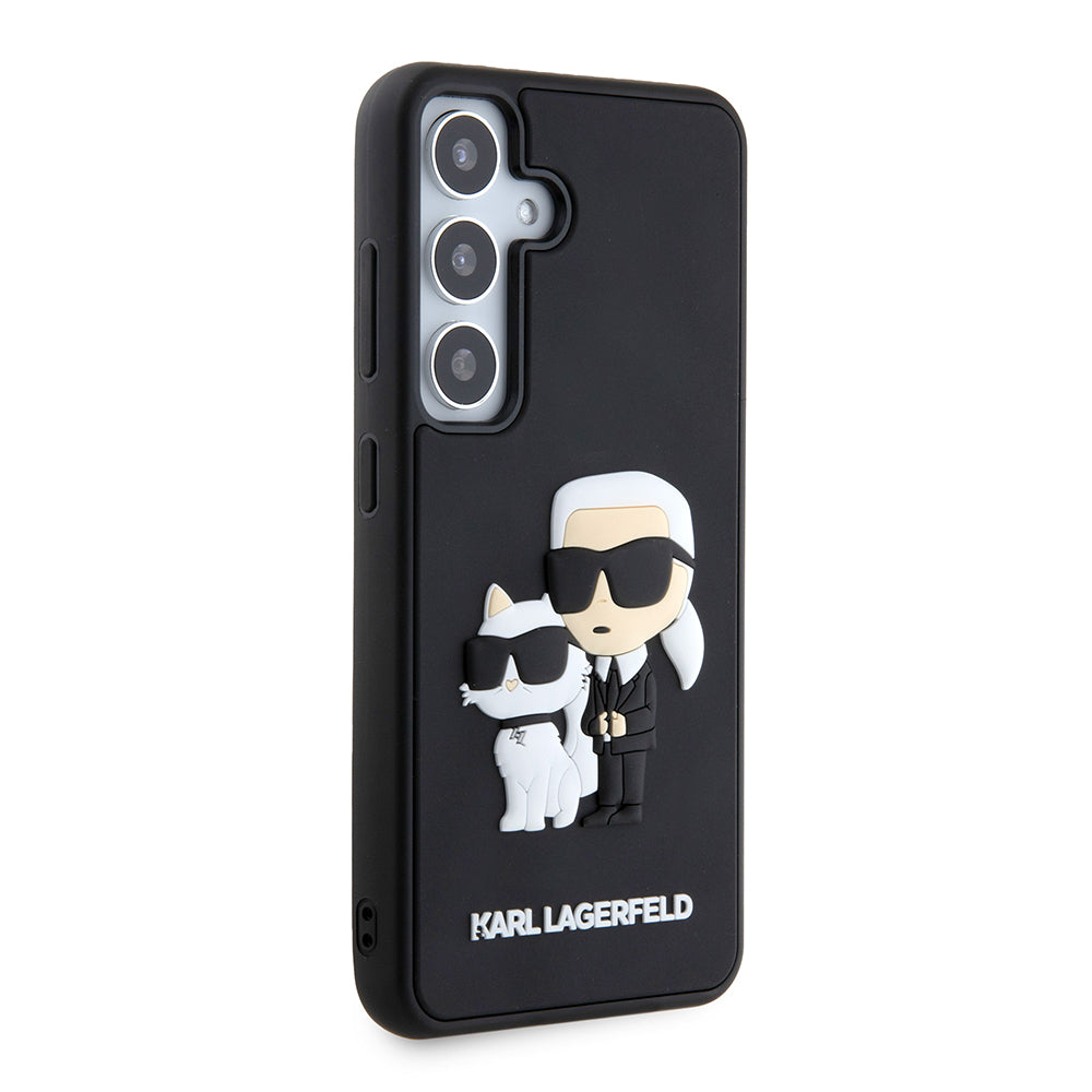 Pouzdro pro Samsung Galaxy S24 S921, Karl Lagerfeld, 3D Rubber Karl & Choupette, Černá