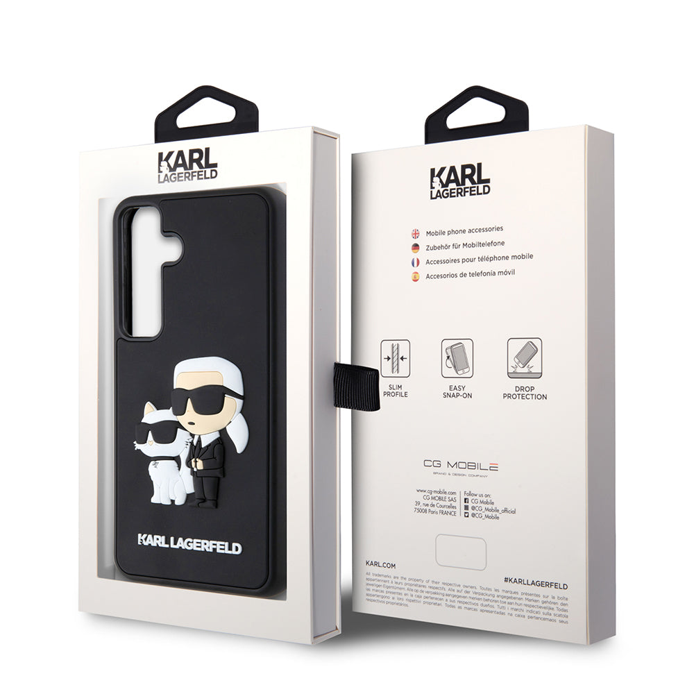 Pouzdro pro Samsung Galaxy S24 S921, Karl Lagerfeld, 3D Rubber Karl & Choupette, Černá