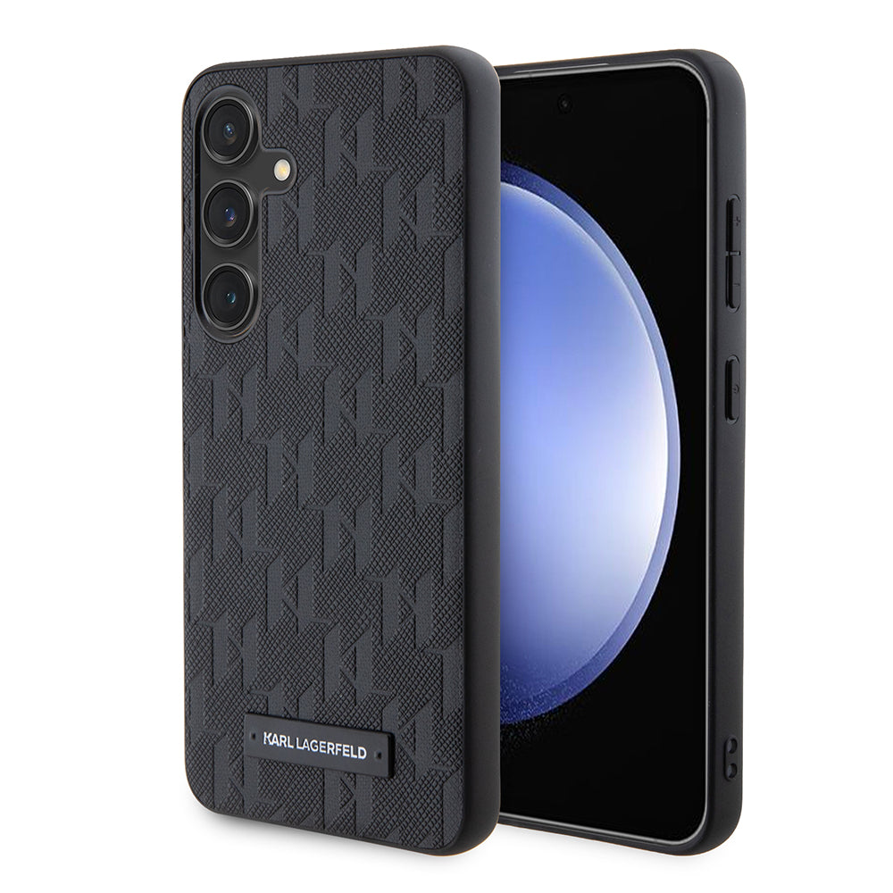 Pouzdro pro Samsung Galaxy S24 S921, Karl Lagerfeld, Saffiano Mono Metal Logo, Černá