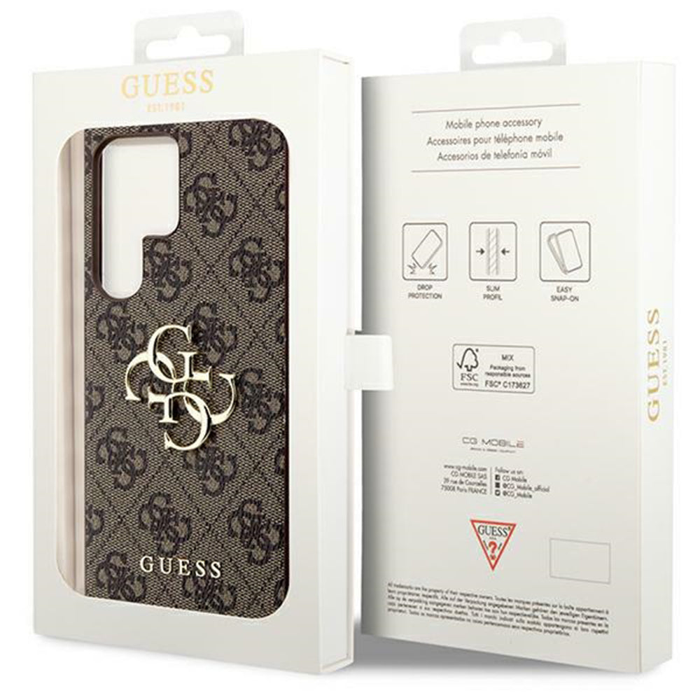 Case for Samsung Galaxy S24 Ultra S928, Guess, 4G Big Logo, Brown