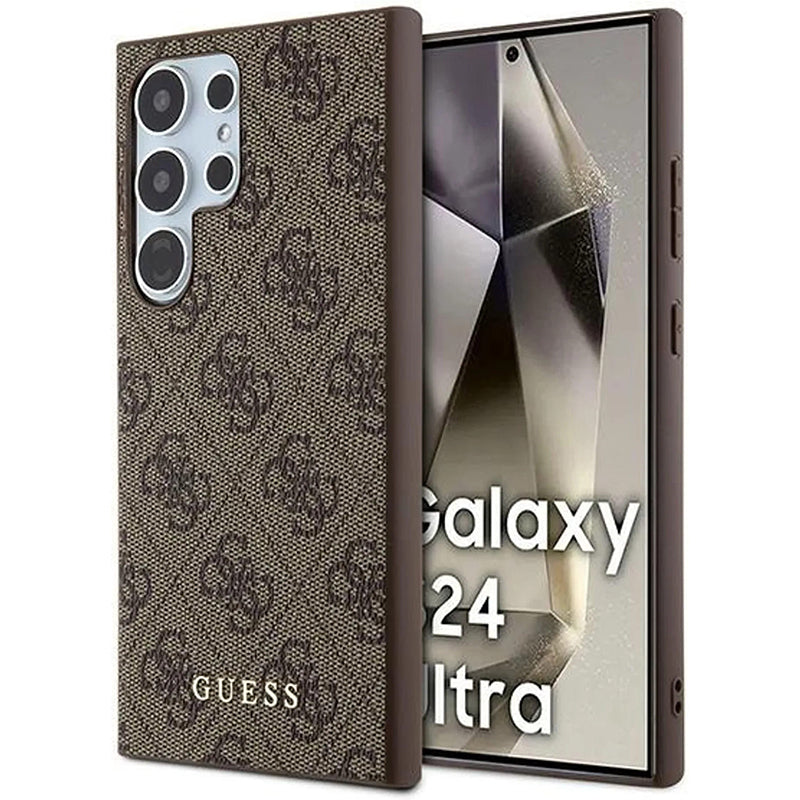 Pouzdro pro Samsung Galaxy S24 Ultra S928, Guess, 4G Metal Gold Logo, Hnědá