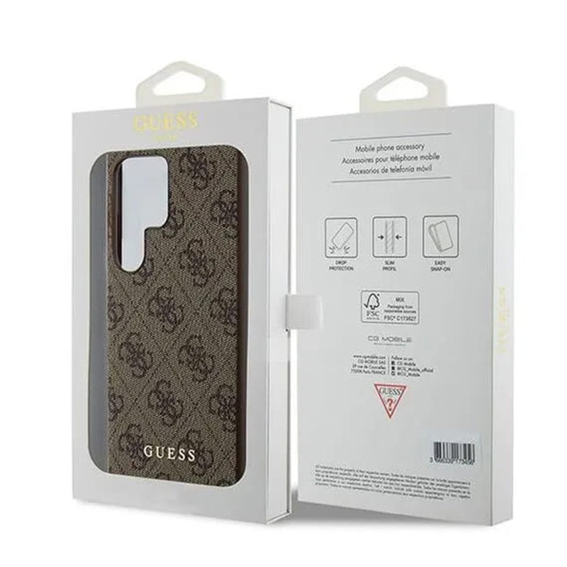 Pouzdro pro Samsung Galaxy S24 Ultra S928, Guess, 4G Metal Gold Logo, Hnědá