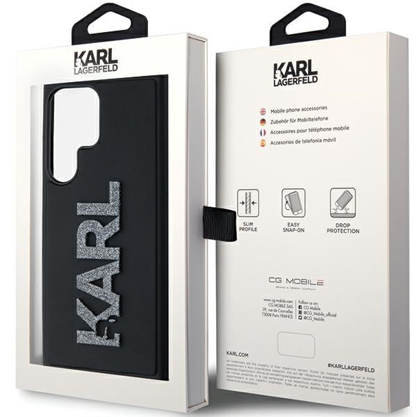 Pouzdro pro Samsung Galaxy S24 Ultra S928, Karl Lagerfeld, 3D Rubber Glitter Logo, Černá
