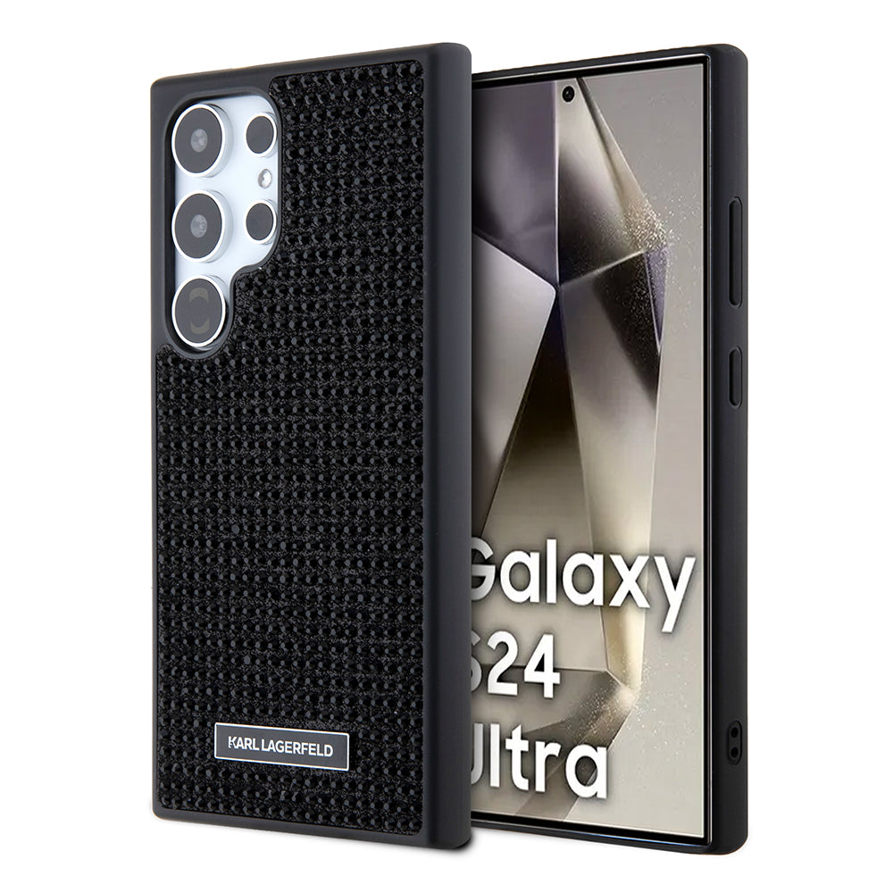 Pouzdro pro Samsung Galaxy S24 Ultra S928, Karl Lagerfeld, Rhinestone Metal Plate, Černá