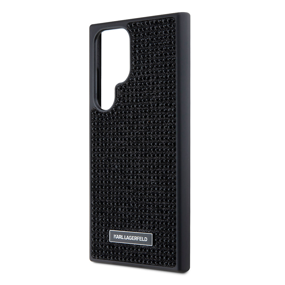 Pouzdro pro Samsung Galaxy S24 Ultra S928, Karl Lagerfeld, Rhinestone Metal Plate, Černá